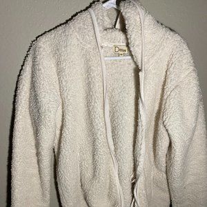 Warm White Wool Zip-Up Hoodie